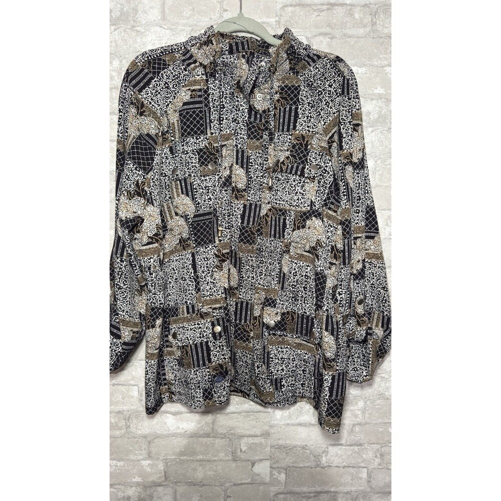 Westbound Women's XL Blouse Top Zebra Print, Roll Tab Sleeve